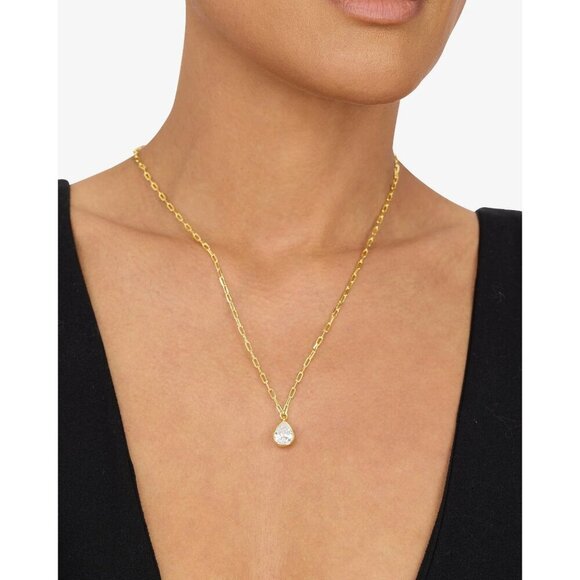 Melinda Maria Drop of Perfection Necklace Diamondettes Gold Tone NWT - Picture 3 of 4